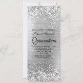 Glittery Silver Foil Quinceañera Kaart (Voorkant)