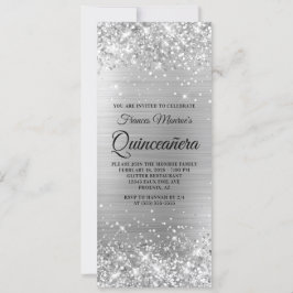 Glittery Silver Foil Quinceañera Kaart