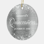Glittery Silver Foil Quinceañera Keramisch Ornament (Links)