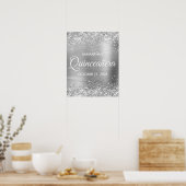 Glittery Silver Foil Quinceañera Welkom Poster (Keuken)