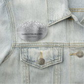 Glittery Silver Foil Rechthoek Logo Naamplaatje (In situ)