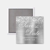 Glittery Silver Foil Sla de datum op Magneet (Voorkant / Achterkant)
