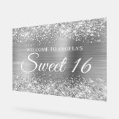 Glittery Silver Foil Sweet 16 Acryl Bord (Hoek)