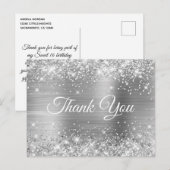 Glittery Silver Foil Sweet 16 Hartelijk dank Briefkaart (Voorkant / Achterkant)