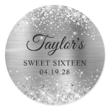 Glittery Silver Foil Sweet Sixteen