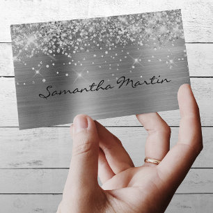 Glittery Silver Foil Visitekaartje