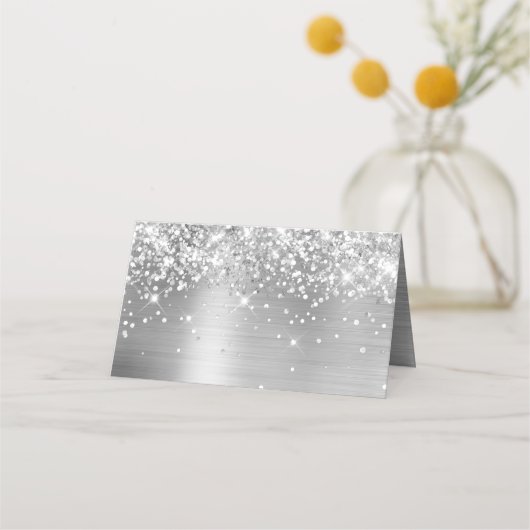Glittery Silver Foil voorbehouden Plaatskaartje (Achterkant)
