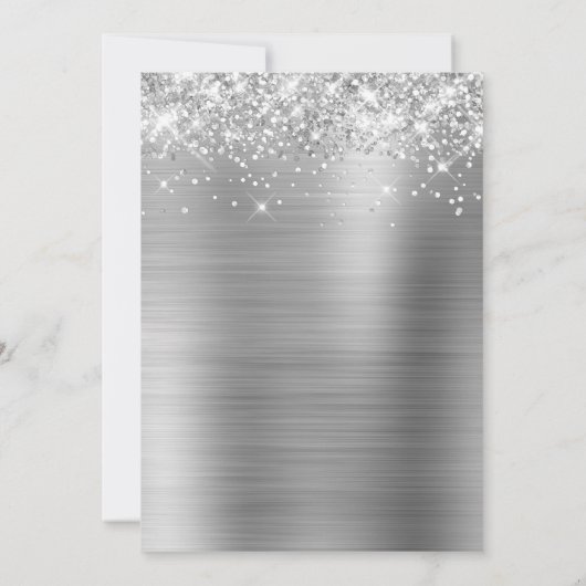 Glittery Silver Foil Wedding Kaart (Achterkant)