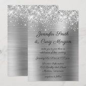 Glittery Silver Foil Wedding Kaart (Voorkant / Achterkant)