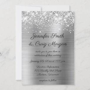 Glittery Silver Foil Wedding Kaart