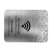 Glittery Silver Foil WiFi-netwerk en wachtwoord Magneet (Horizontaal)