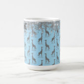Glittery Silver Giraffe op Blue Personal Koffiemok (Center)