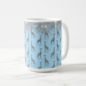 Glittery Silver Giraffe op Blue Personal Koffiemok (Voorkant rechts)