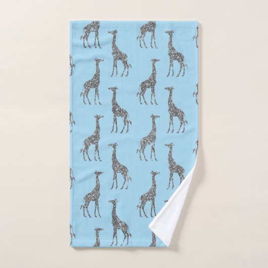 Glittery Silver Giraffe over Dreamweaver Blue Bad Handdoek (Handdoek)