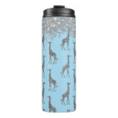 Glittery Silver Giraffe over Dreamweaver Blue Thermosbeker (Voorkant)
