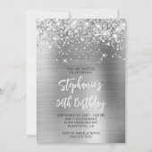 Glittery Silver Glam 30th Birthday Brush Script Kaart (Voorkant)