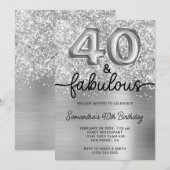 Glittery Silver Glam 40 en Fabulous Kaart (Voorkant / Achterkant)