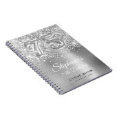 Glittery Silver Glam 75th Birthday Guestbook Notitieboek (Rechterzijde)
