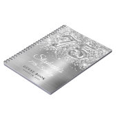 Glittery Silver Glam 75th Birthday Guestbook Notitieboek (Linkerzijde)