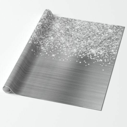 Glittery Silver Glam Cadeaupapier (Uitgerold)