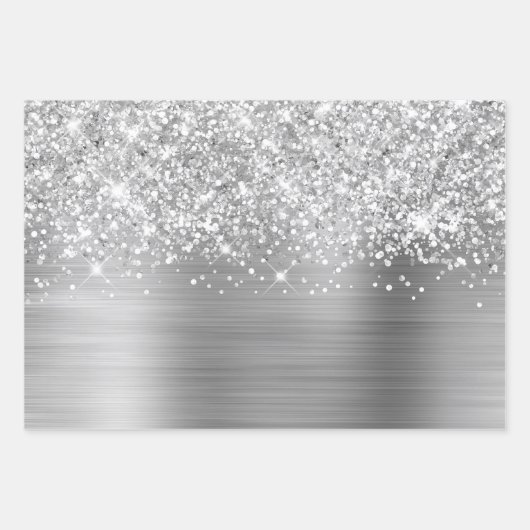 Glittery Silver Glam Inpakpapier Vel (Voorkant)