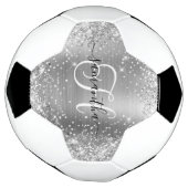 Glittery Silver Glam Monogram Voetbal (Gedraaid)