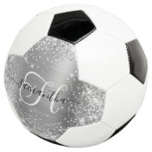 Glittery Silver Glam Monogram Voetbal (Drie kwart)