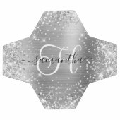 Glittery Silver Glam Monogram Voetbal (Enkel)