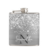 Glittery Silver Glam Monogrammed Heupfles (Voorkant)