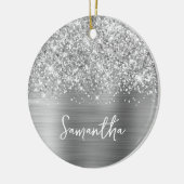 Glittery Silver Glam Name Foto Keramisch Ornament (Links)