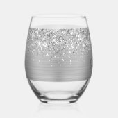 Glittery Silver Glam Name Wijnglas Zonder Voet (Rechts)