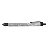 Glittery Silver Glam Name Zwarte Inkt Pen (Bovenkant)