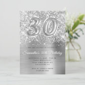 Glittery Silver Glam Number 30th Birthday Kaart (Staand voorkant)