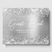 Glittery Silver Glam Wedding Gastenboek (Voorkant)