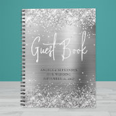 Glittery Silver Glam Wedding Guestbook Notitieboek