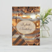 Glittery Silver & Gold Muzieknoten 50e verjaardag Kaart (Staand voorkant)