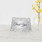 Glittery Silver Gradient Bedankt Kaart (Gele Bloem)