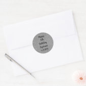 Glittery Silver Gray, aangenaam, Happy Birthday na Ronde Sticker (Envelop)