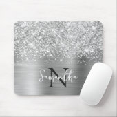 Glittery Silver Grey Glam Monogrammed Muismat (Met muis)