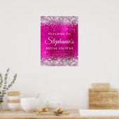 Glittery Silver Hot Pink Foil Bridal Shower Poster (Keuken)