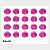 Glittery Silver Hot Pink Folie 40e verjaardag Ronde Sticker (Vel)