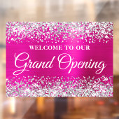 Glittery Silver Hot Pink Grand Opening Raamsticker (Vel 2)