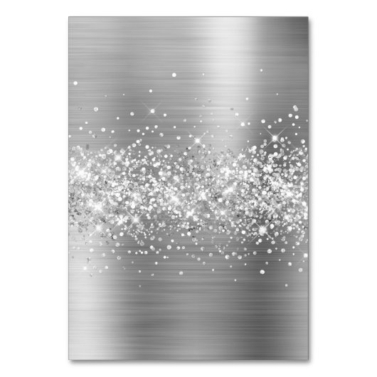 Glittery Silver Individuele Naam Plaats Kaarten (Achterkant)