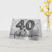 Glittery Silver Leopard Glam 40 and Fabulous Kaart (Gele Bloem)