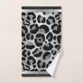 Glittery Silver Leopard Safari Print Bad Handdoek (Handdoek)