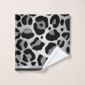 Glittery Silver Leopard Safari Print Bad Handdoek (Wasdoekje)