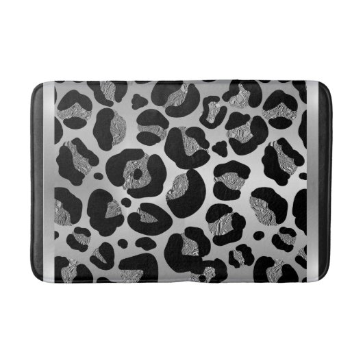 Glittery Silver Leopard Safari Print Badmat (Voorkant)