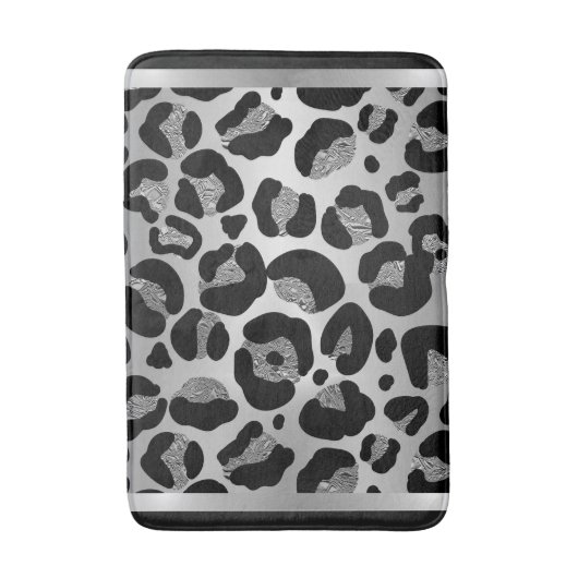 Glittery Silver Leopard Safari Print Badmat (Voorkant Verticaal)