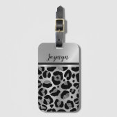 Glittery Silver Leopard Safari Print Bagagelabel (Voorkant (verticaal))