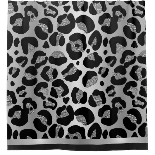 Glittery Silver Leopard Safari Print Douchegordijn (Voorkant)
